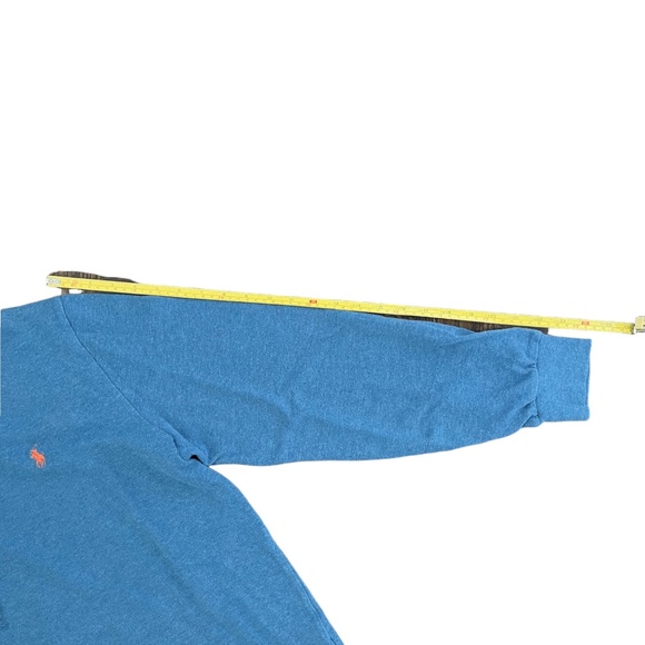 Polo Ralph Lauren Long Sleeve Polo Shirt Mens Sz L Blue Teal Color Orange Pony - Picture 8 of 9